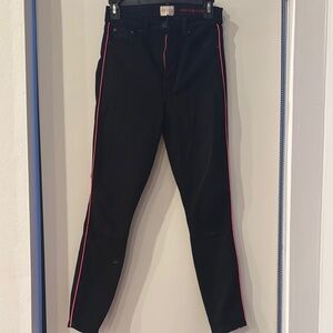Alice + Olivia Black Ankle Jeans with Red Trim